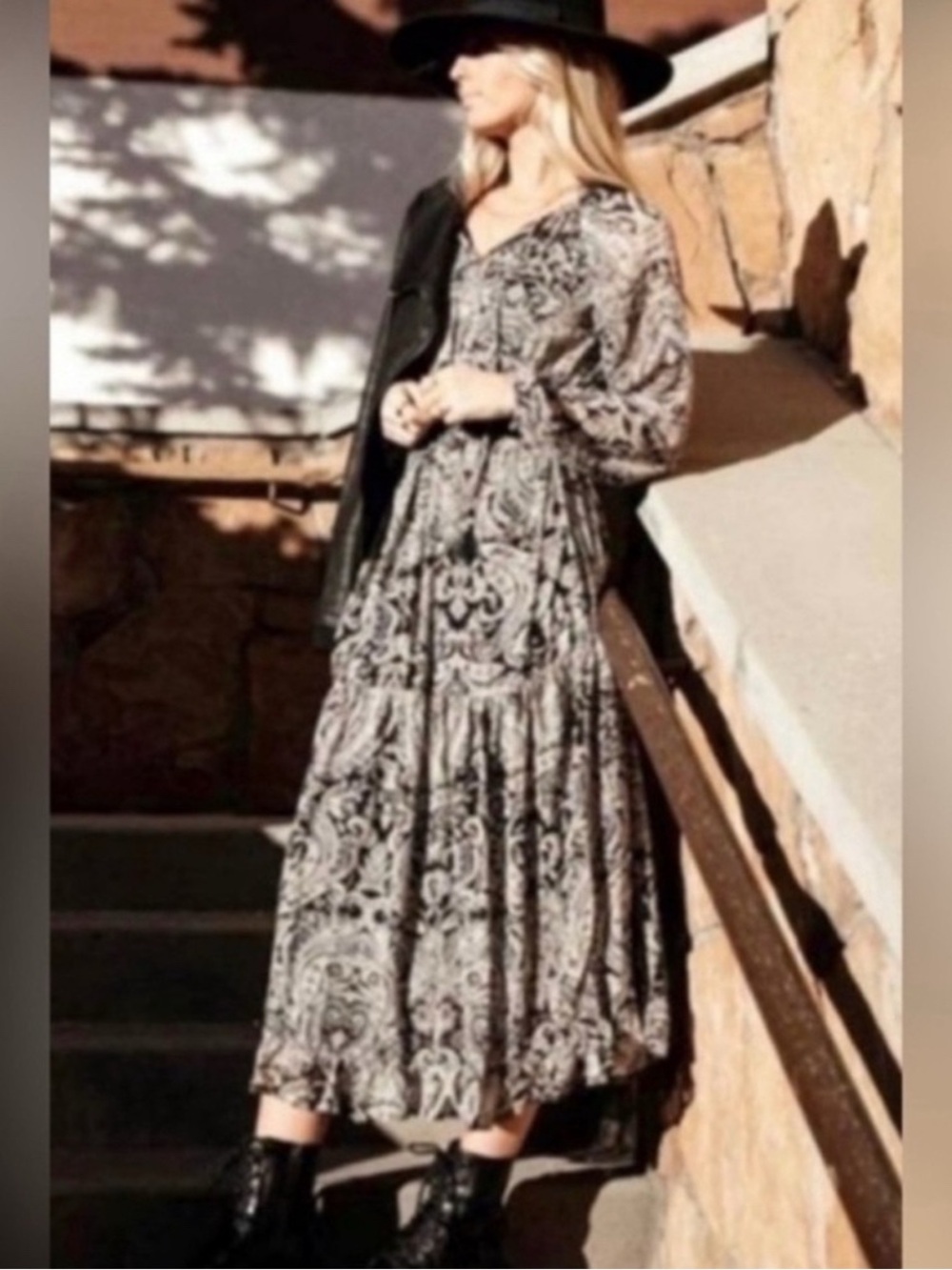 Anthropologie O.P.T. Farmhouse Billions Paisley Midi Boho Dress